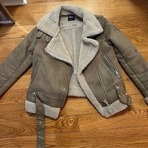 Zara Faux Shearling Moto Jacket